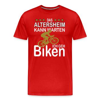 E-Bike Altersheim Kann Warten Akku Fahrrad - Männer Premium Bio T-Shirt - Rot - Vorne - Damien (186cm)
