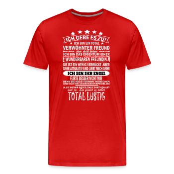 Verwöhnter Ehemann Freund Mann Wunderbare Ehefrau - Männer Premium Bio T-Shirt - Rot - Vorne - Damien (186cm)