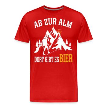 Ab Zur Alm Wanderer Berge Natur Wandern Natur See - Männer Premium Bio T-Shirt - Rot - Vorne - Damien (186cm)
