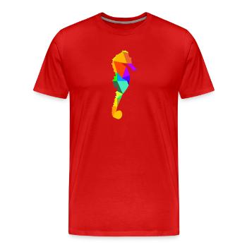 Hippocampe Animaux de la mer Arc-en-ciel Animaux Polygone - T-shirt bio Premium Homme - rouge - Devant - Damien (186cm)