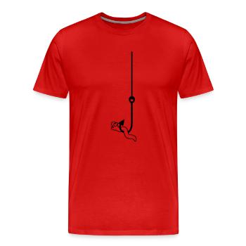 Worm On The Hook - Men's Premium Organic T-Shirt - red - Front - Damien (186cm)