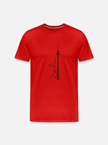 Berlin Fernsehturm - Männer Premium Bio T-Shirt - Rot