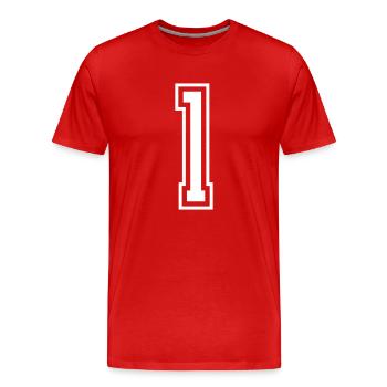 1 Numéro de numéro - T-shirt bio Premium Homme - rouge - Devant - Damien (186cm)