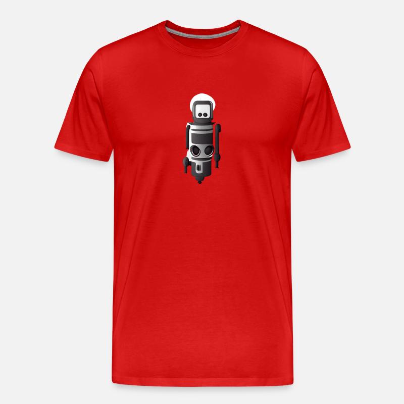 Roboter schwebend - Männer Premium Bio T-Shirt - Rot