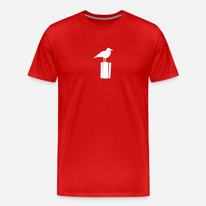Möwe sitzend - Männer Premium Bio T-Shirt - Rot