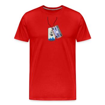Plaque d’identité Montana Sports d’hiver Gondole USA - T-shirt bio Premium Homme - rouge - Devant - Damien (186cm)