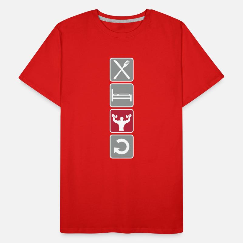 logo vertical manger sommeil train répéter répéter T-shirt bio Premium Homme