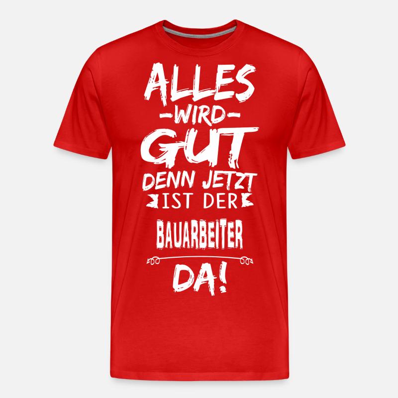 BAUARBEITER - Männer Premium Bio T-Shirt - Rot