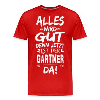 GÄRTNER - Männer Premium Bio T-Shirt - Rot - Vorne - Damien (186cm)