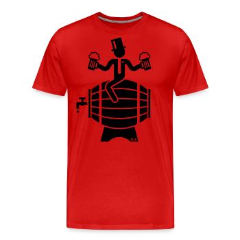 Groom On Beer Barrel (Stag Night / Bachelor Party) - Men's Premium Organic T-Shirt - red - Front - Damien (186cm)
