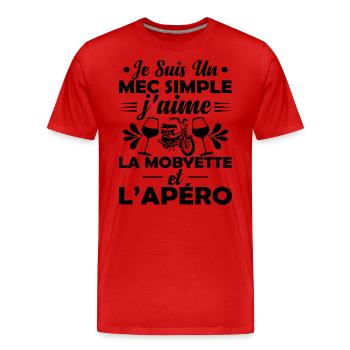 Mec Simple Qui Aime La Mobylette Et L'apéro - T-shirt bio Premium Homme - rouge - Devant - Damien (186cm)