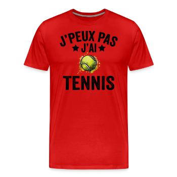 Je Peux Pas J'ai Tennis - T-shirt bio Premium Homme - rouge - Devant - Damien (186cm)