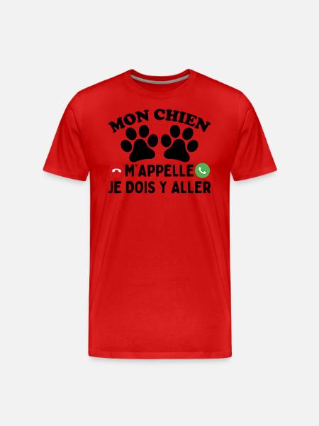 Mon Chien M'appelle - T-shirt bio Premium Homme - rouge