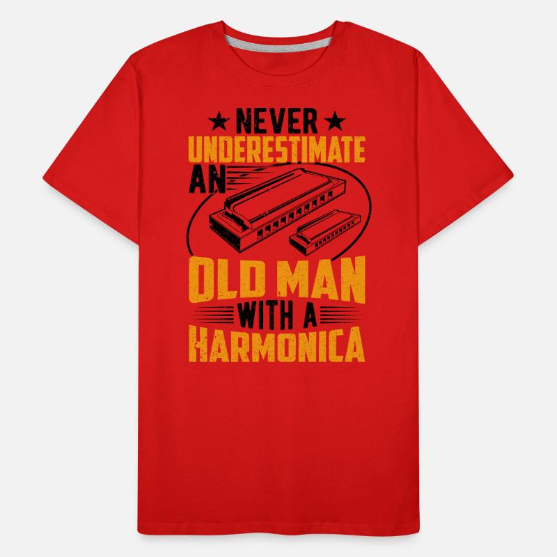Old Man With A Harmonica Men's Premium Organic T-Shirt