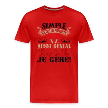 Je Suis Un Pongiste Génial - T-shirt bio Premium Homme - rouge - Devant - Damien (186cm)