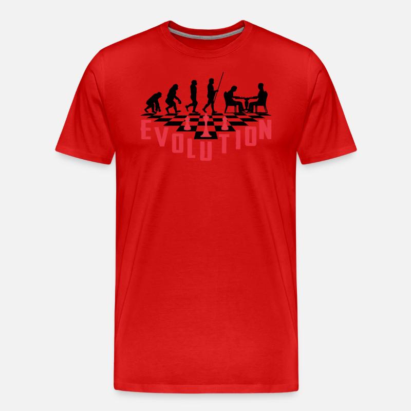 L'évolution Des Échecs - T-shirt bio Premium Homme - rouge