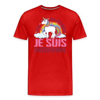 Je Ne Suis Pas Grosse Je Suis Enceinticorne - T-shirt bio Premium Homme - rouge - Devant - Damien (186cm)