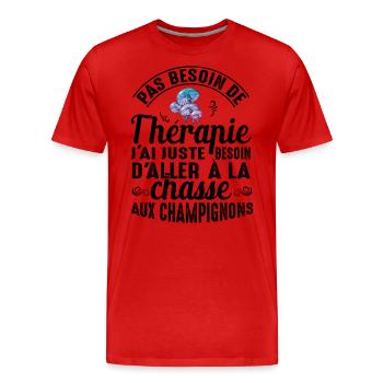 Ma Thérapie C'est La Chasse Aux Champignons Cadeau - T-shirt bio Premium Homme - rouge - Devant - Damien (186cm)