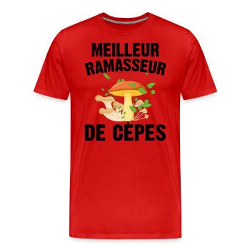 Meilleur Ramasseur De Cèpes Champignon Cadeau Cèpe - T-shirt bio Premium Homme - rouge - Devant - Damien (186cm)