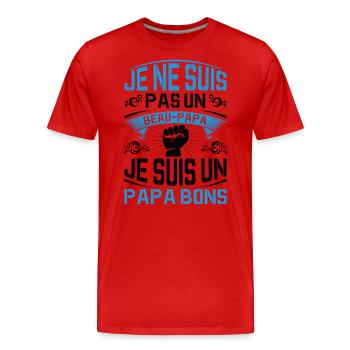 Je Suis Un Papa Bonus Fête Des Pères Anniversaire - T-shirt bio Premium Homme - rouge - Devant - Damien (186cm)