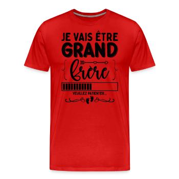 Big Bro Cadeau Futur Grand-frère Annonce Grossesse - T-shirt bio Premium Homme - rouge - Devant - Damien (186cm)