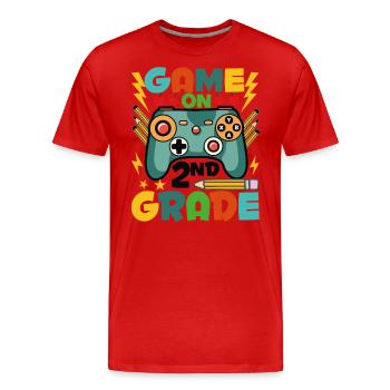 Jeu Sur Le 2ème Grade - T-shirt bio Premium Homme - rouge - Devant - Damien (186cm)