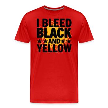 I Bleed Black And Yellow Je Saigne Noir Et Jaune - T-shirt bio Premium Homme - rouge - Devant - Damien (186cm)