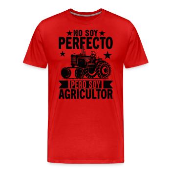 Ich bin nicht perfekt, aber ich bin ein Bauer - Männer Premium Bio T-Shirt - Rot - Vorne - Damien (186cm)