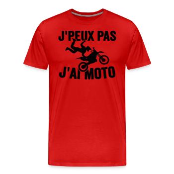 Je Peux Pas J'ai Moto Humour Cadeau Anniversaire - T-shirt bio Premium Homme - rouge - Devant - Damien (186cm)