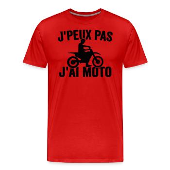 Je Peux Pas J'ai Moto Humour Cadeau Anniversaire - T-shirt bio Premium Homme - rouge - Devant - Damien (186cm)