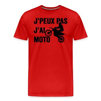 Je Peux Pas J'ai Moto Humour Cadeau Anniversaire - T-shirt bio Premium Homme - rouge - Devant - Damien (186cm)