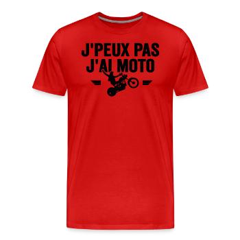 Je Peux Pas J'ai Moto Humour Cadeau Anniversaire - T-shirt bio Premium Homme - rouge - Devant - Damien (186cm)