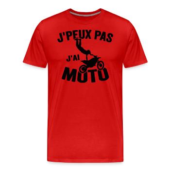 Je Peux Pas J'ai Moto Humour Cadeau Anniversaire - T-shirt bio Premium Homme - rouge - Devant - Damien (186cm)