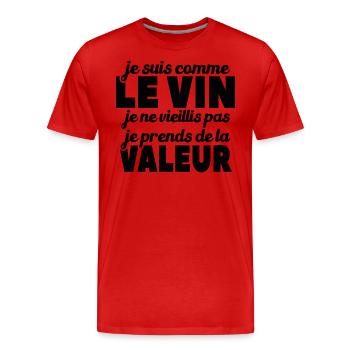 Je Suis Comme Le Vin - T-shirt bio Premium Homme - rouge - Devant - Damien (186cm)