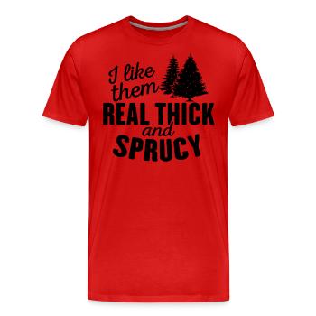 Je les aime vraiment épais et épicéa rétro - T-shirt bio Premium Homme - rouge - Devant - Damien (186cm)