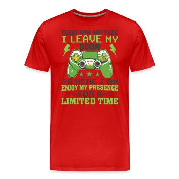 Drôle de jeu de temps en temps je quitte ma chambre - T-shirt bio Premium Homme - rouge - Devant - Damien (186cm)