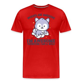 Je suis génial donc je suis un loup - T-shirt bio Premium Homme - rouge - Devant - Damien (186cm)