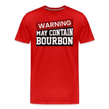 Warnung kann Bourbon enthalten - Männer Premium Bio T-Shirt - Rot - Vorne - Damien (186cm)