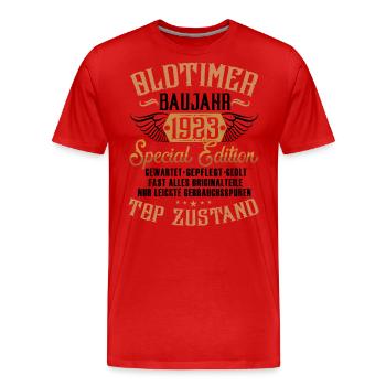 Oldtimer Baujahr 1923 - Männer Premium Bio T-Shirt - Rot - Vorne - Damien (186cm)