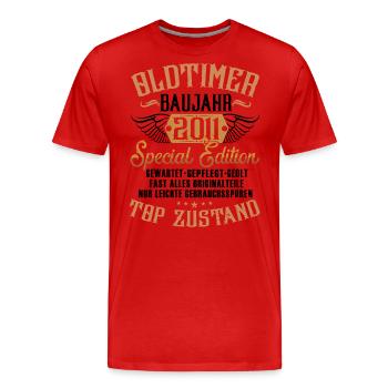 2007 Geboren Geburtstag Oldtimer - Männer Premium Bio T-Shirt - Rot - Vorne - Damien (186cm)