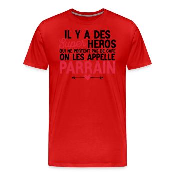 Super-héros sans cape : Les Parrains - T-shirt bio Premium Homme - rouge - Devant - Damien (186cm)