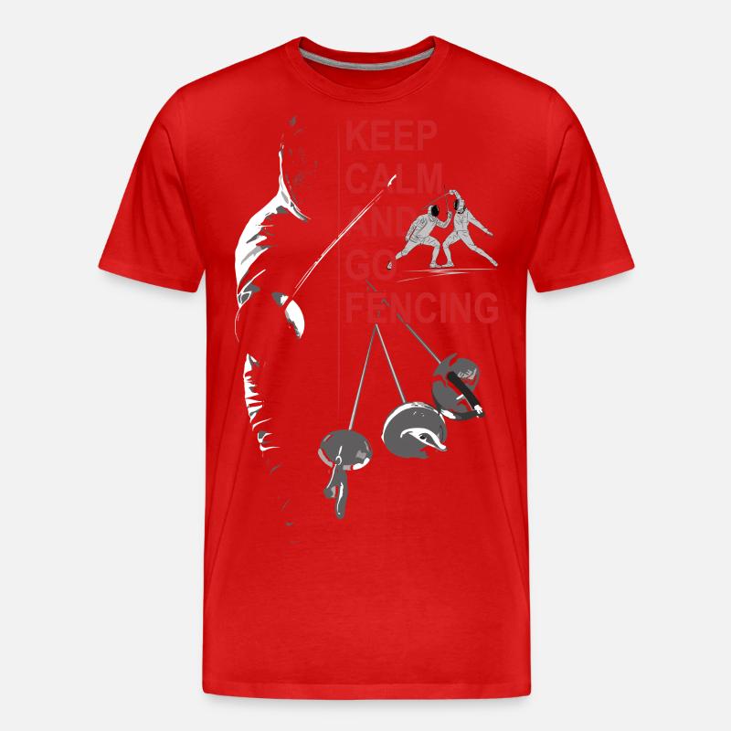 Fechten, Geschenk, Training, Keep Calm - Männer Premium Bio T-Shirt - Rot