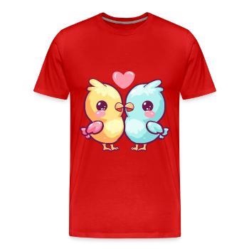 Chicken Couple Love Couple In Love - Men's Premium Organic T-Shirt - red - Front - Damien (186cm)