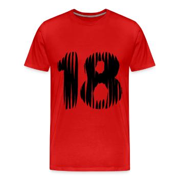 18 number jersey - Men's Premium Organic T-Shirt - red - Front - Damien (186cm)