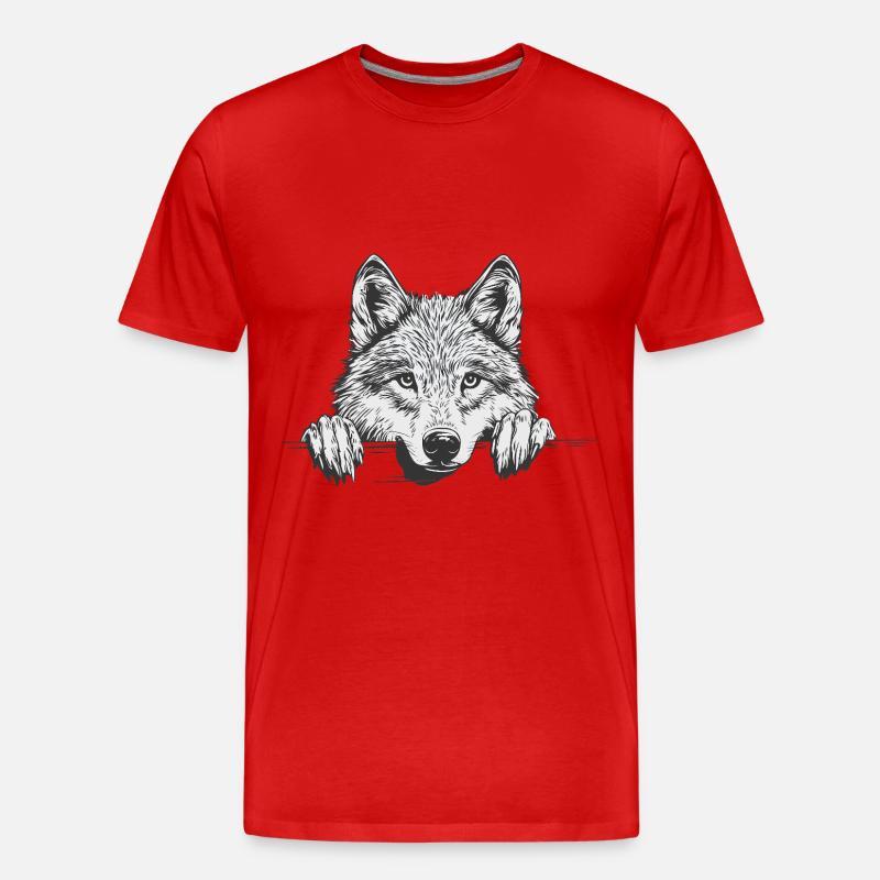 Wolf - Männer Premium Bio T-Shirt - Rot