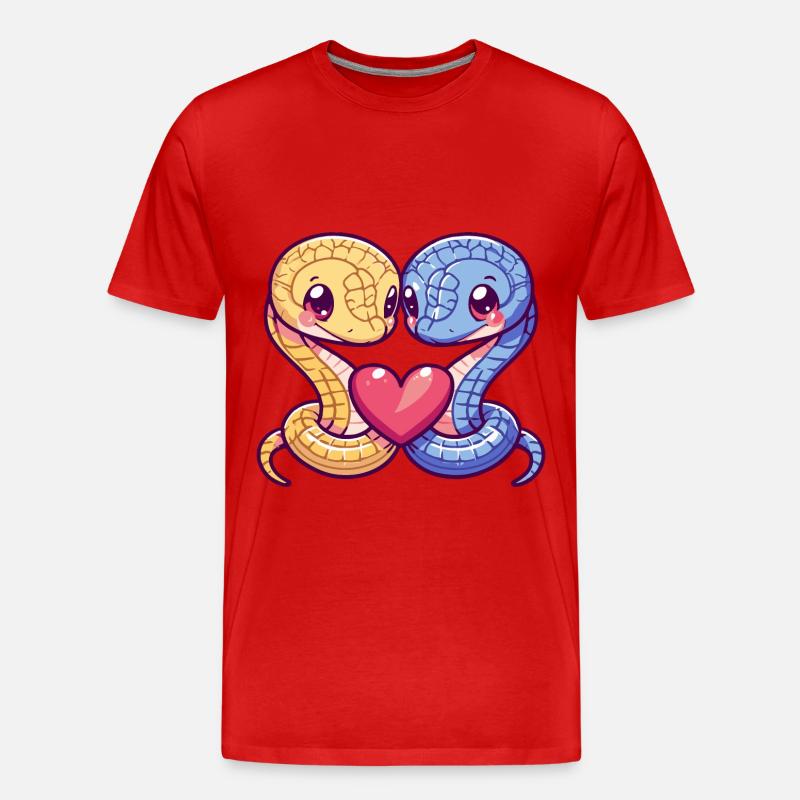 Schlange Kobra Comic Paar Liebe - Männer Premium Bio T-Shirt - Rot