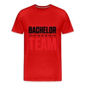 Bachelor Team - Männer Premium Bio T-Shirt - Rot - Vorne - Damien (186cm)