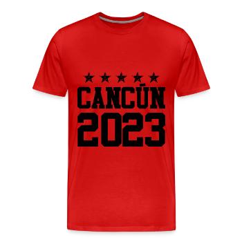 Cancun 2023 - T-shirt bio Premium Homme - rouge - Devant - Damien (186cm)