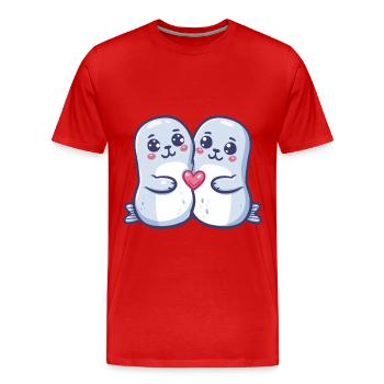 Seal Couple Love Couple In Love - Men's Premium Organic T-Shirt - red - Front - Damien (186cm)