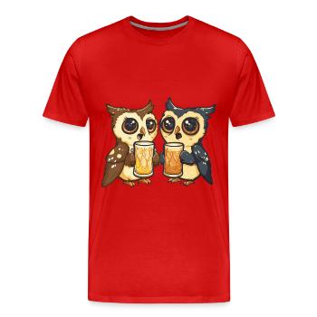 Owl Beer Funny Booze - Men's Premium Organic T-Shirt - red - Front - Damien (186cm)